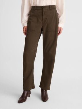 NWT Madewell Darted Barrel Leg Pant Size 24 Field Olive Brown $138 NS282